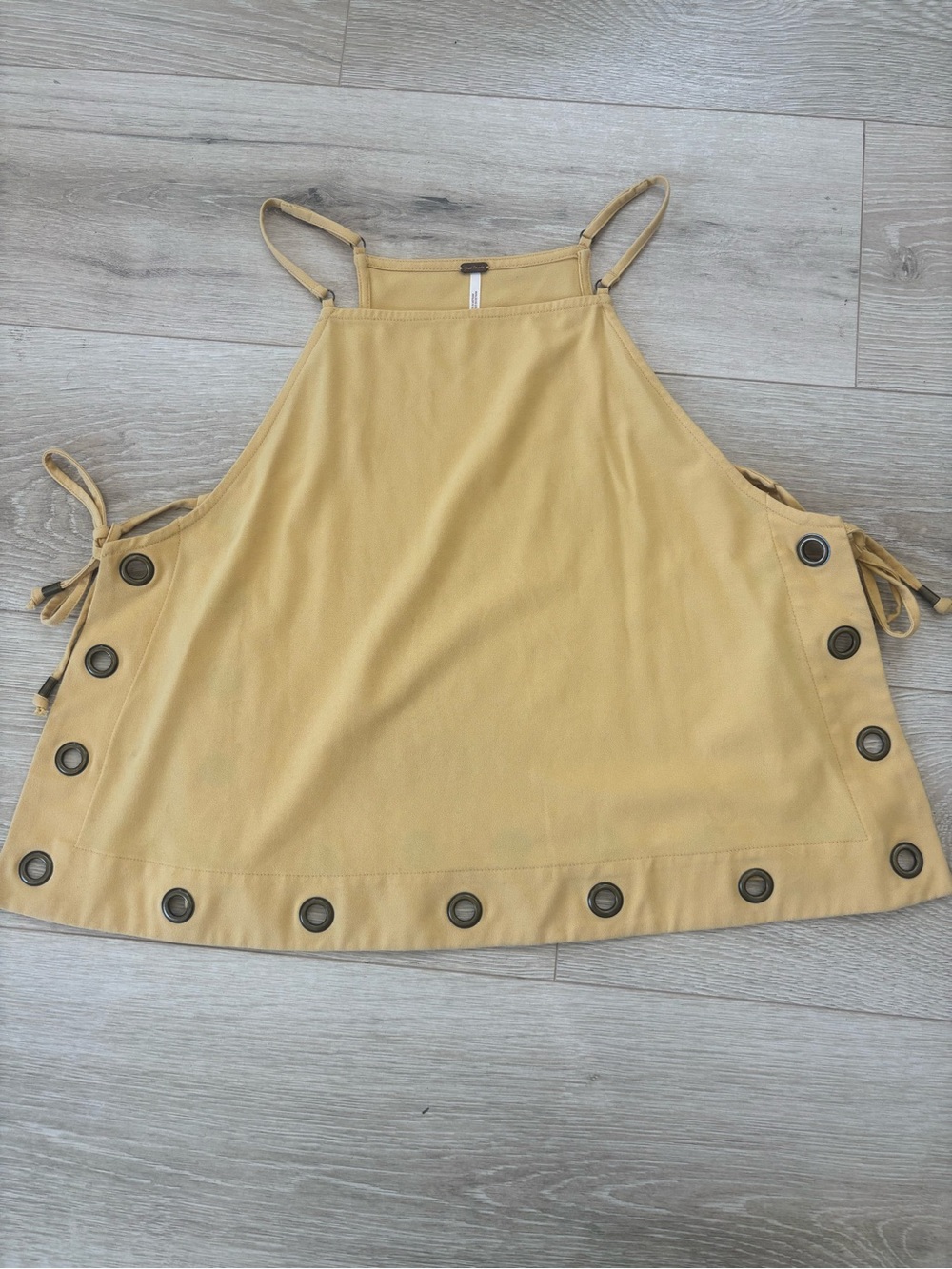 Free People Golden Yellow Tank Top with Grommet Detail